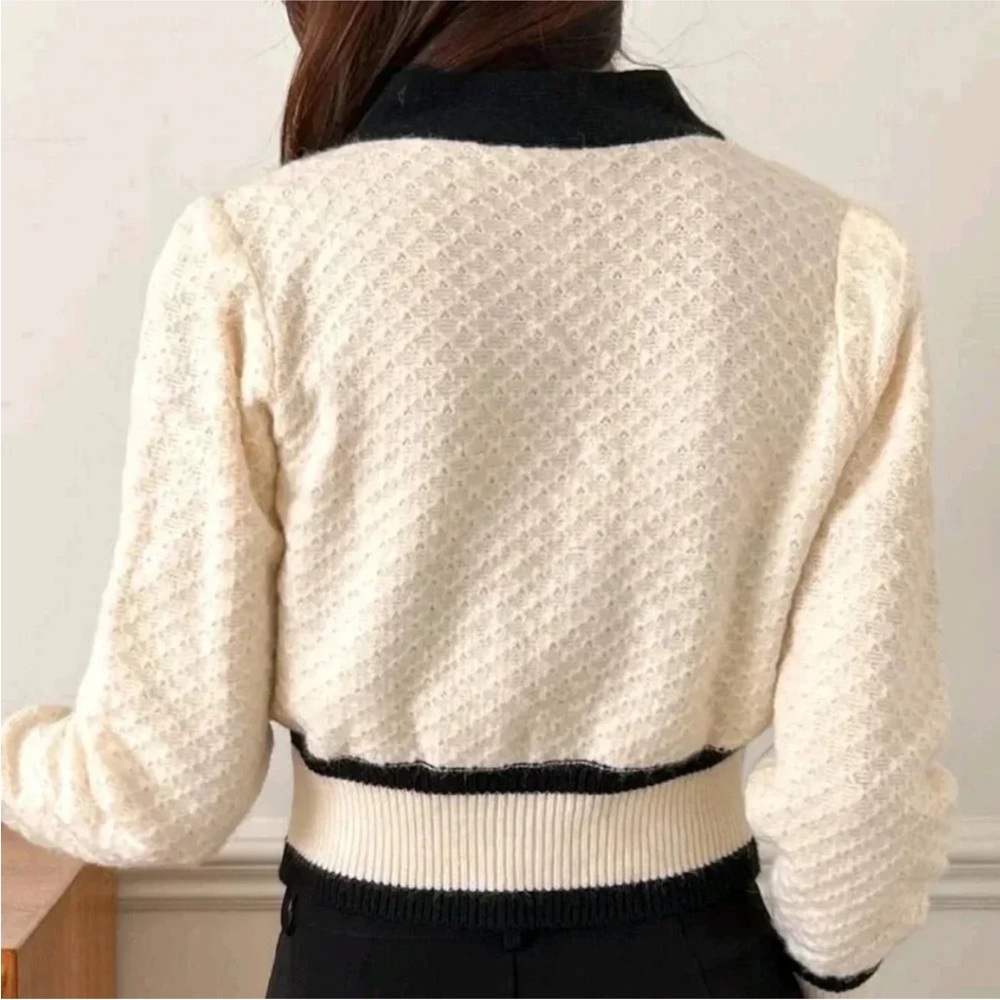 Color Block Button Front V-Neck Cardigan Size Large - Picture 2 of 7